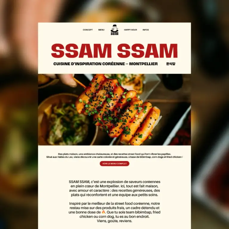Amener un concept coréen local vers une présence digitale claire : site, menu, visuels